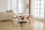 061-Set of 1 Velvet Fabric Chairs With Curved Backrest and Golden Metal Legs for Kitchen or W527P255478