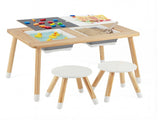 All-in-One Kids Activity Table and Chairs Set, Pine Wood Sensory Table with Foldable Storage Bins 83850785