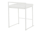 Fuji Contemporary Stackable Counter Stool in White with White Velvet Cushion by LumiSource - Set of B202P222387