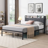 ZUN Full Size Metal Platform Bed Frame with upholstery storage function Headboard and USB LINER and W2297P217833