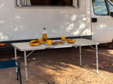 4ft Camping Folding Table, Aluminum Portable Picnic Table with Adjustable Height, 3 Fold Lightweight 45779058