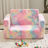 Glow-in-the-Dark Kids Foldable Sofa Bed All-Sponge Single Chaise Lounge Pink Unicorn Flannel 83281048