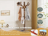Freestanding Wooden Coat Rack, Vintage Natural Birch Wood Coat Tree with Hooks, Sturdy Hall Tree for 14396562