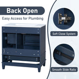 30" Bathroom Vanity with Sink, One Door with Shelf and Three Drawers, Soft Close Door, Blue N759P225994C