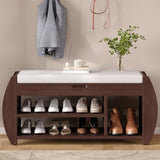 ZUN TREXM Retro Multifunctional Storage Bench with Cushion and Curved Side Panel for Entrance and Living N715P194061P