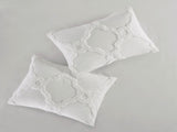 3 Piece Tufted Cotton Chenille Geometric Comforter Set Off-White Full/Queen B03597079