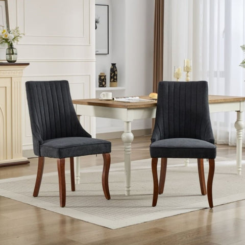 ZUN Rayon Cloth Flocking Linen Dining Chairs Channel Kitchen Dinner Chair Comfy Fabric Upholstered W1143P233646