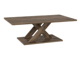 37.5" Rustic Brown Coffee Table - Geometric DesignWood Texture, Rubber Wood Plywood Frame 49627430