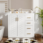 ZUN 36'' Bathroom Vanity with Ceramic Sink Combo, Solid Wood Frame Bathroom Storage Cabinet, N710P243327K