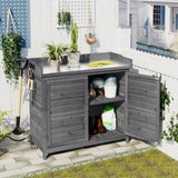 TOPMAX Outdoor 39" Potting Bench Table, Rustic Garden Wood Workstation Storage Cabinet Garden Shed WF285324AAE