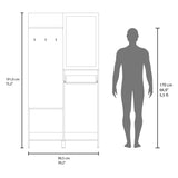 Parker 75" Tall Mirrored Tree Hall with Hangers, Three Shelves, Two Cabinets, One Drawer, Entry way, B200P286967