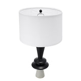 D15x26.7" Black Aluminum Table Lamp with Two Varying Disc Accents and White Shade W2078P326342