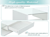 ON-TREND Modern Coffee Table with Tempered Glass, Wooden Cocktail Table with WF303936AAK