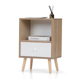 Mid-Century Wood Nightstand Set of 2, Bed Sofa Side Table with Drawer and Shelf, Modern End Table W2181P147509