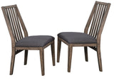 Wooden Side Chairs 2pc Set Padded Fabric-Covered Seats Natural Weathering Look Dining Room Furniture B01151372