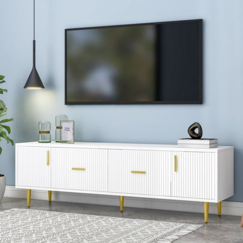 ZUN Modern TV Stand with 5 Champagne Legs - Durable, Stylish and Spacious, TVs Up to 75'' 95144793