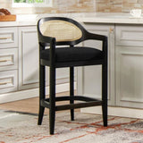 Americana Mid-Century Modern 30.5" Cane Back Bar Stool, Jet Black B2719P297791