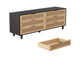 59.06"6-Drawers Rattan Storage Cabinet Rattan Drawer with White Drawer Slides,for Bedroom,Living W757P162759