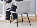 Comfortable Linen-Cotton Dining Chair Set - Six Pieces in Light Gray.Integrated Seat and W1151P228096