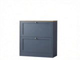 Slim Shoe Storage Cabinet, 2 Flip Drawers & Adjustable Shelves, Holds 8-12 Pairs, Blue 91029403