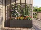 58" Brown PE Rattan Raised Garden Bed with Trellis Adjustable Foot Pads Outdoor Planter Box 69776935