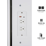 37" Middle Size Left Bedside Cabinet Vanity Table Cushioned Stool Dresser Set, 2 AC2 USB Socket, W936P224319