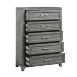 ZUN Gray Finish Chest with 5x Storage Drawers Wooden Bedroom Furniture 1pc B011P272291