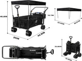 Collapsible Wagon Heavy Duty Folding Wagon Cart with Removable Canopy, 4" Wide Large All Terrain 78632388