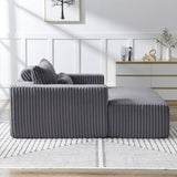 75-Inch Corduroy Sponge Sofa Lounge Chair with Removable footrest,No Assembly Required,Fluffy Modern W834P206097