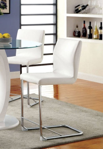 ZUN Modern Elegance White Color Leatherette 2pcs Counter Height Dining Chairs Chrome Metal Legs Dining B011P178975