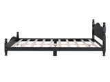 Queen Size Wood Platform Bed Frame,Retro Style Platform Bed with Wooden Slat Support,Black WF310132AAB