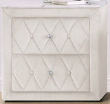 ZUN 1pc Faux Marble Top Nightstand 2- Drawers Storage Ivory Finish Button Tufted Faux Crystal Tufted B011P266090