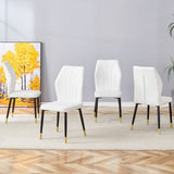4 modern dining chairs with stylish PU patterned backrest and black metal legs for a comfortable W1512P360097