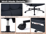 5-Position Adjustable Armrest Criss Cross Chair, Cat Scratch Leather Swivel Desk Chair with Side 83332883