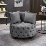 Contemporary Upholstered Tufted Leisure Chair Accent Chair,Dark Gray W2186P280247