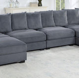Living Room Furniture Armless Chair Dark Gray Corduroy 1pc Armless Chair Soft Cushion Wood Legs B011P211060