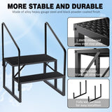 2 Step Ladder with Handrail, Swimming Pool Ladder Above Ground, 660 lb Load Capacity RV Steps with 92093589