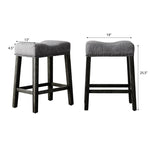 ZUN CoCo Upholstered Backless Saddle Seat Counter Stools 24" height Set of 2, Gray T2574P164809