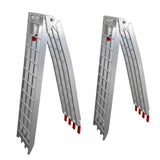 ZUN 7.5ft 2pcs Heavy Duty Four-section Aluminum Arched ATV UTV Ramps Silver 48101544