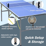 ZUN 6ft Mid-Size Table Tennis Table Foldable & Portable Ping Pong Table Set for Indoor & Outdoor Games 46556883