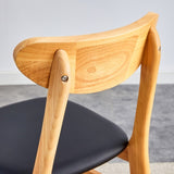Cozy Natural Wood Color Rubberwood Dining Chair Set - 2 Pieces, Solid Wood and Rattan-Style Design, W1512P355738