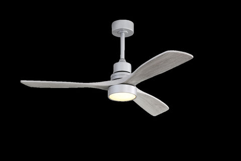 ZUN 52 Inch Ceiling Fan Light With 6 Speed Remote Silver 3 Wood Blade Reversible DC Motor For Bedroom W93494500