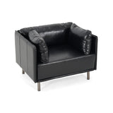 39" Vintage Black Faux Leather Lounge Chair with Polyester and PU Leather Upholstery, Solid Wood N767P208310K
