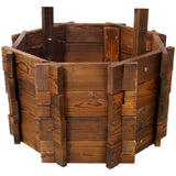 ZUN Rustic Wooden Wishing Well Planter Outdoor Home Décor for Patio, Garden, Yard w/Hanging Bucket W465P215367