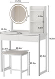 Small Vanity Desk with Mirror and Lights, Makeup Vanity Table with LED Mirror, 3 Lighting Modes, W3587P462329