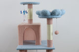 71 inch flower cat tree with large condo removable flower cushion and hammock blue W243P326628