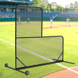 L-Shaped Baseball Net for Batting Cages, Baseball Pitching Net with Wheels - 84''H x 84''W, with W1422P272581