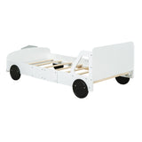 Full Size Car-Shaped Platform Bed with Wheels,White WF311753AAK