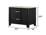 Opel Modern Nightstand with Sintered Stone Top & Smooth Drawer Glides in Black B009P473969