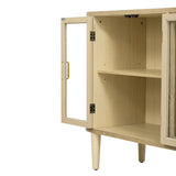 TREXM Farmhouse Sideboard Cabinet with Storage, Wood Buffet Cabinet with Glass Doors and Adjustable N715P264923D